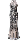 Sequined Halter Elegant Evening Dress
