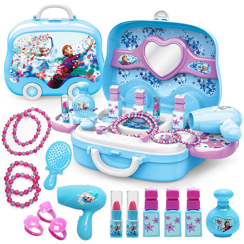 Disney Frozen Blue Backpack Child Girl Makeup Makeup Makeup Toy Set