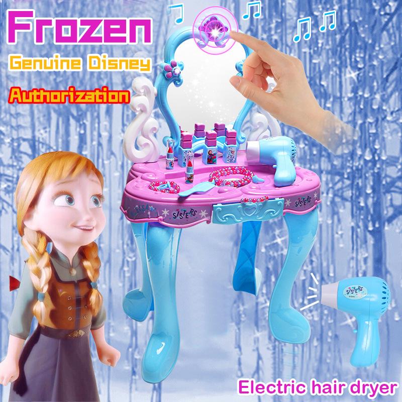 Disney Frozen Children Dresser Dresser Beauty Toy Set Simulation Hair Dryer