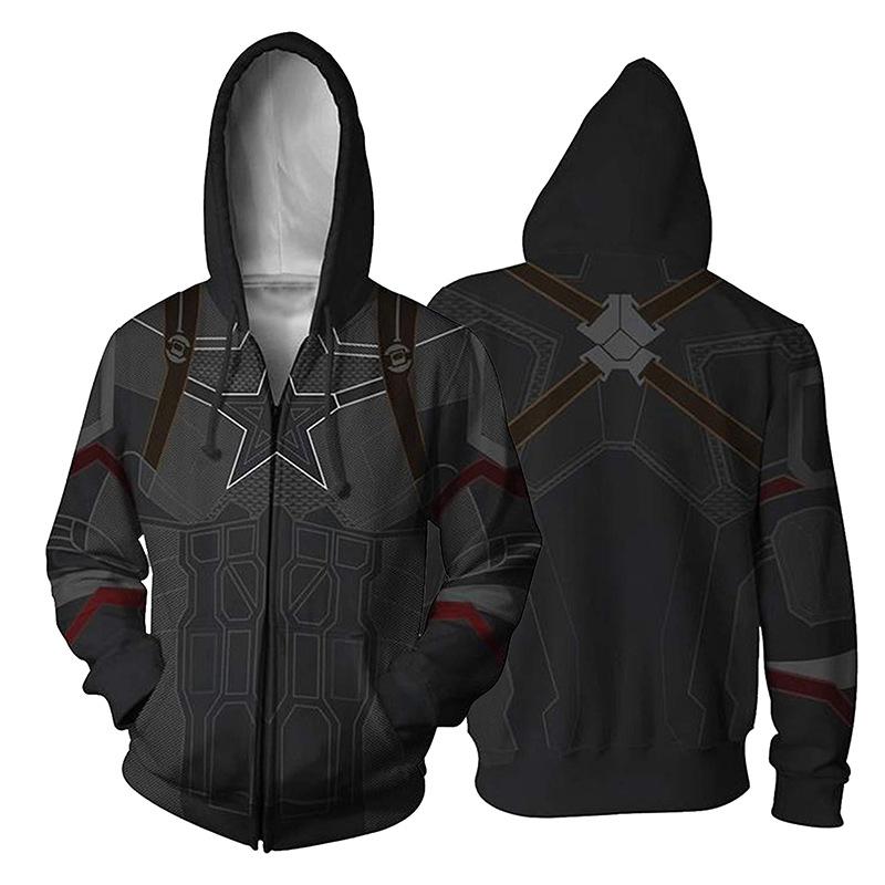 Captain Avenger Alliance 3D Printed Zipper Hoodie Hat Guard