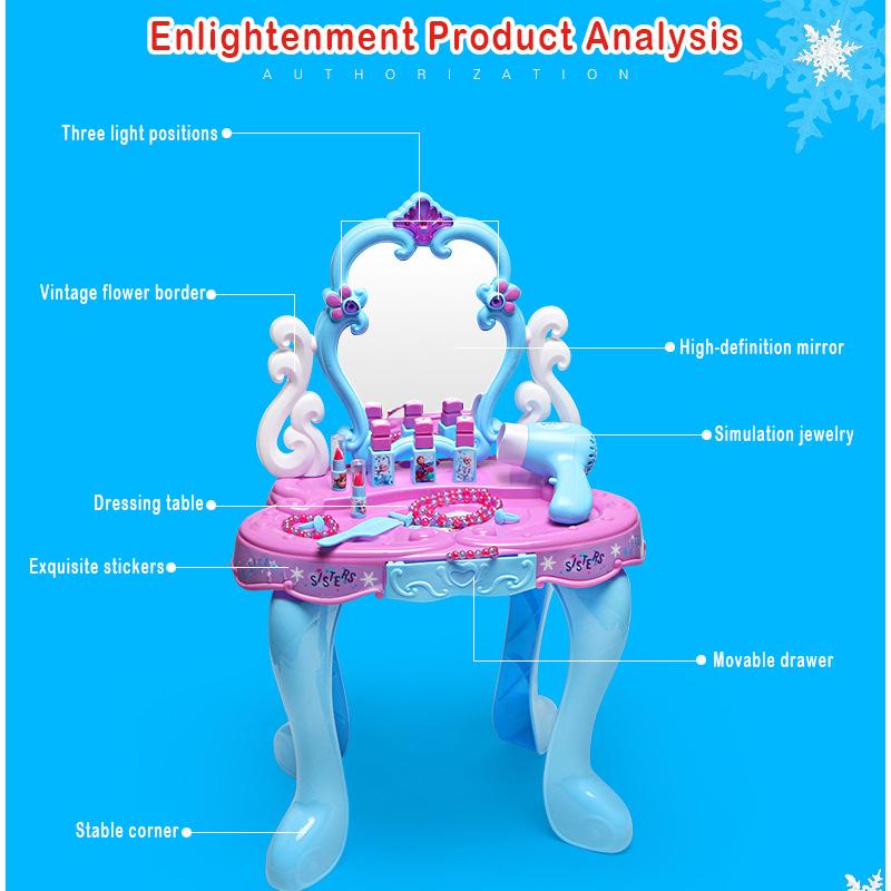 Disney Frozen Children Dresser Dresser Beauty Toy Set Simulation Hair Dryer