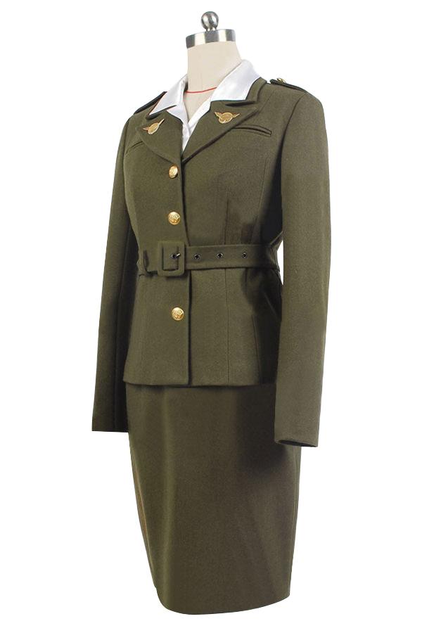 Captain America: The First Avenger Agent Peggy Carter Suit Cosplay Costume Version Green