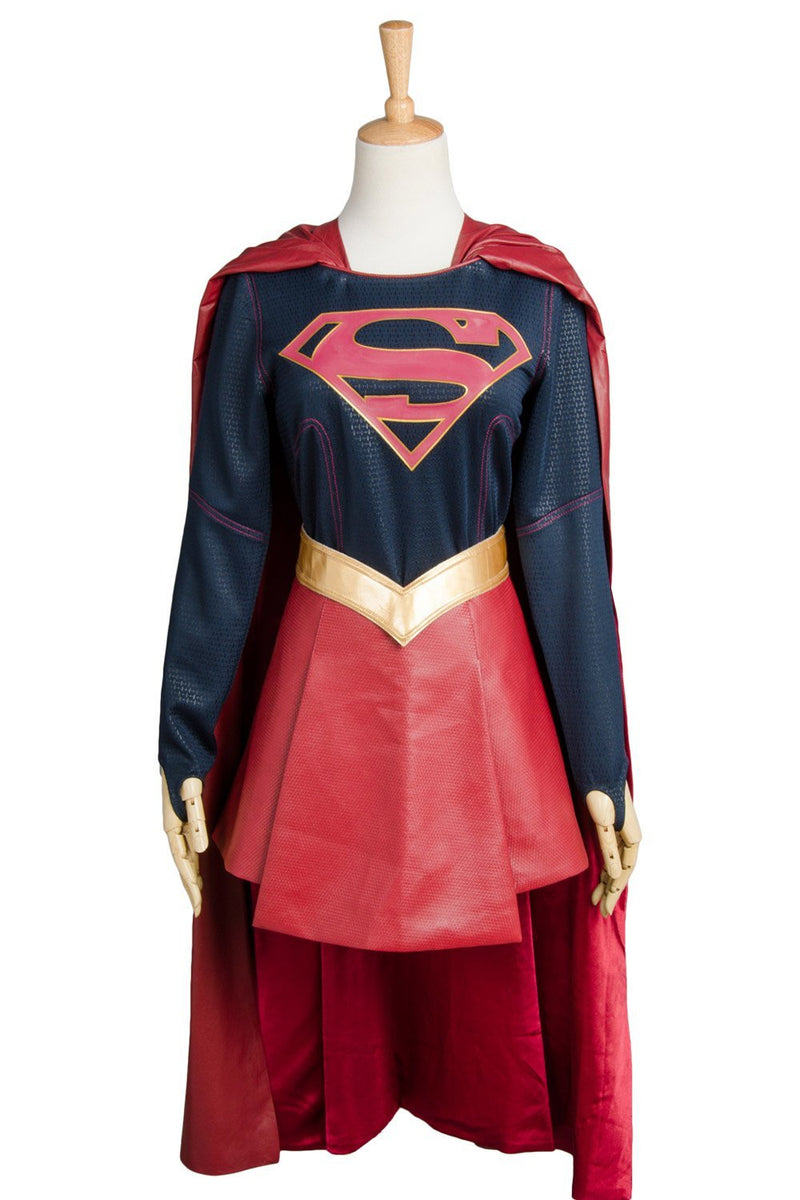 Supergirl Kara Zor-El Danvers Costume + Cape Cosplay Costume Superman Girls dress