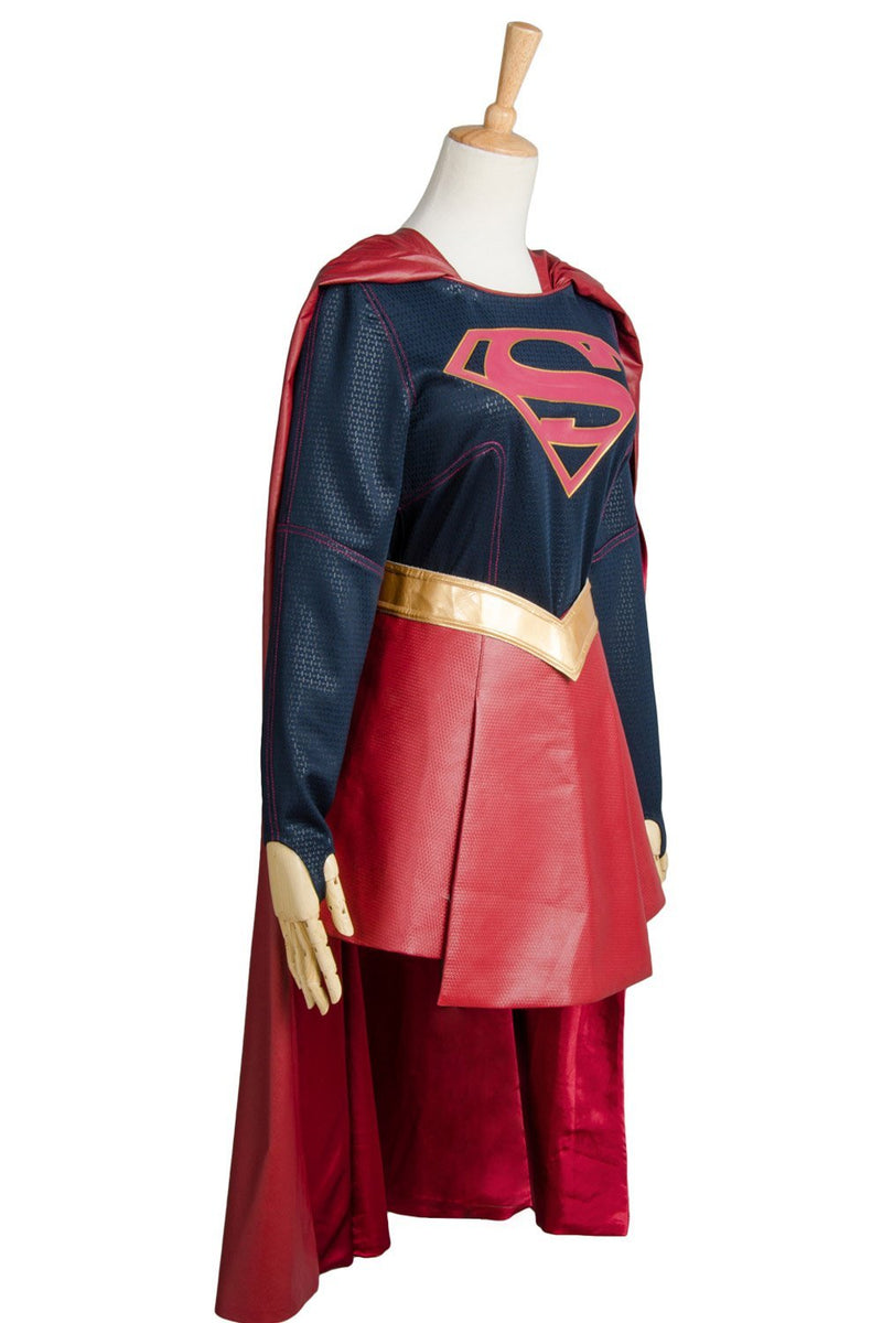 Supergirl Kara Zor-El Danvers Costume + Cape Cosplay Costume Superman Girls dress