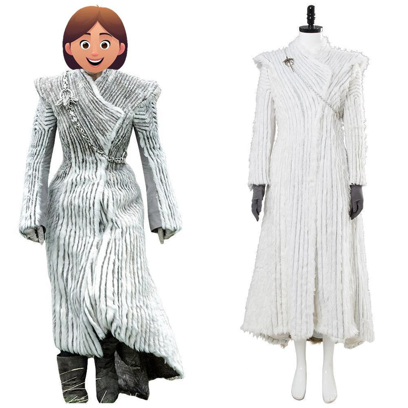 Game of Thrones Daenerys Targaryen Winter Outfit Season 7 E6 Dragonstone Snow Dress