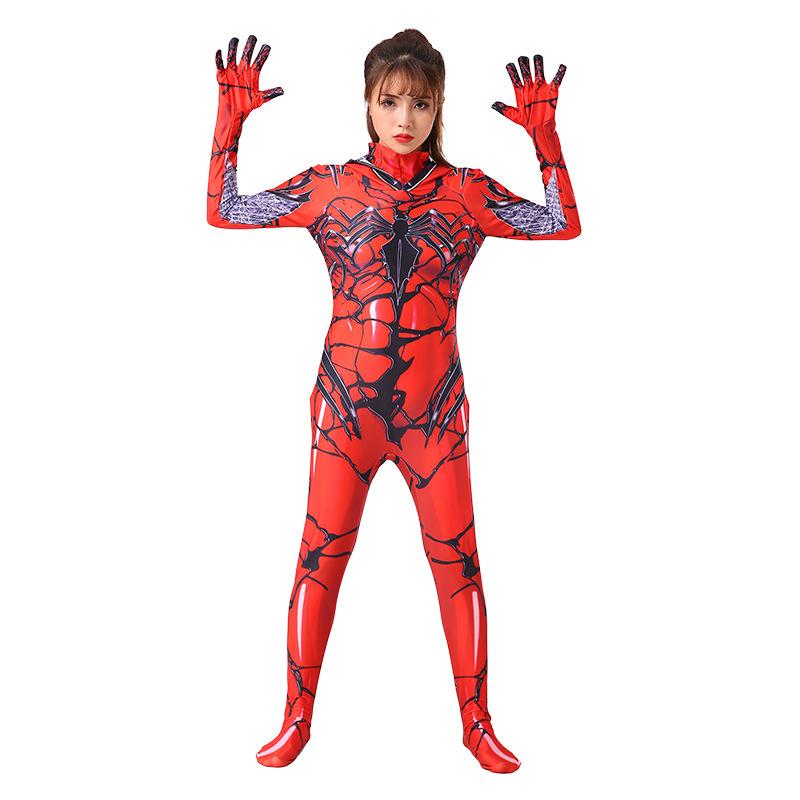Superhero Halloween Cosplay Venom And Spiderman Mix Style Jumpsuit For Girls
