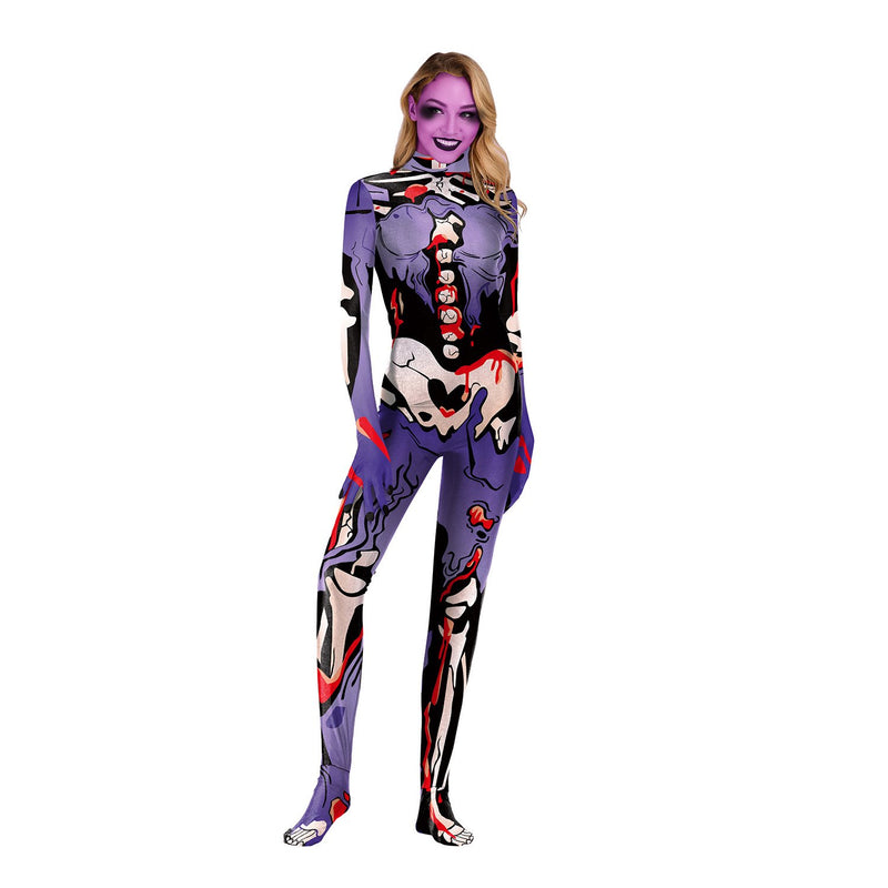 Halloween Party Skull Jumpsuit Zombie Costume For Women Man