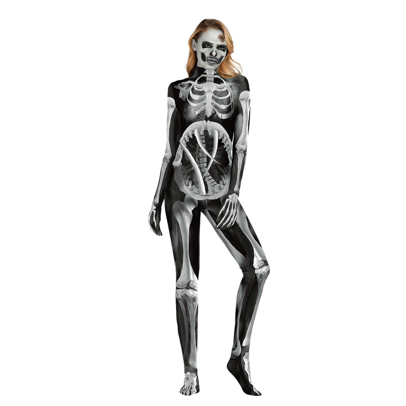 Halloween Party Skull Jumpsuit Zombie Costume For Women Man