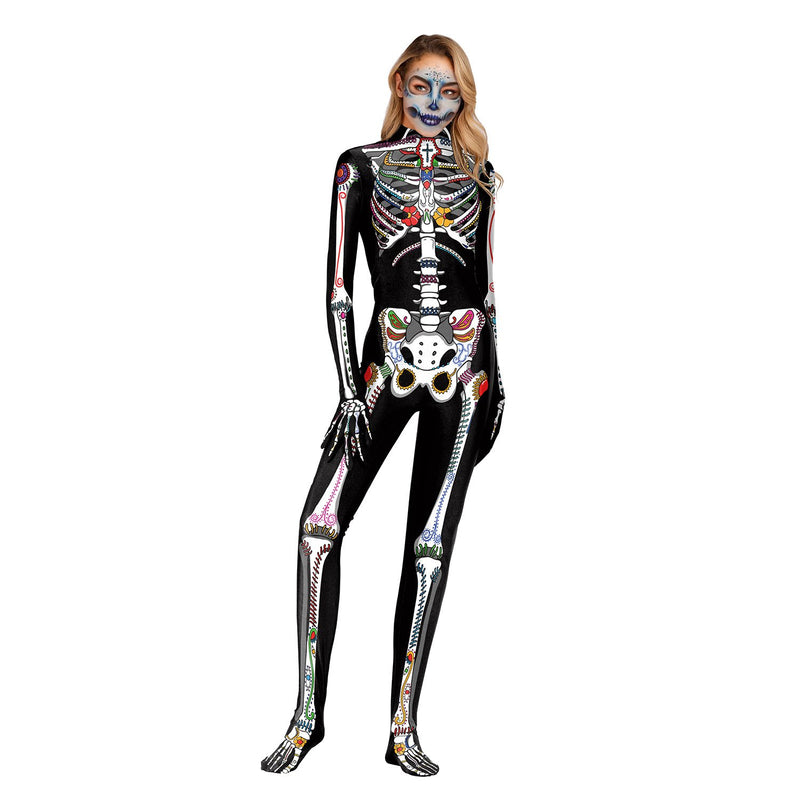 Halloween Party Skull Jumpsuit Zombie Costume For Women Man