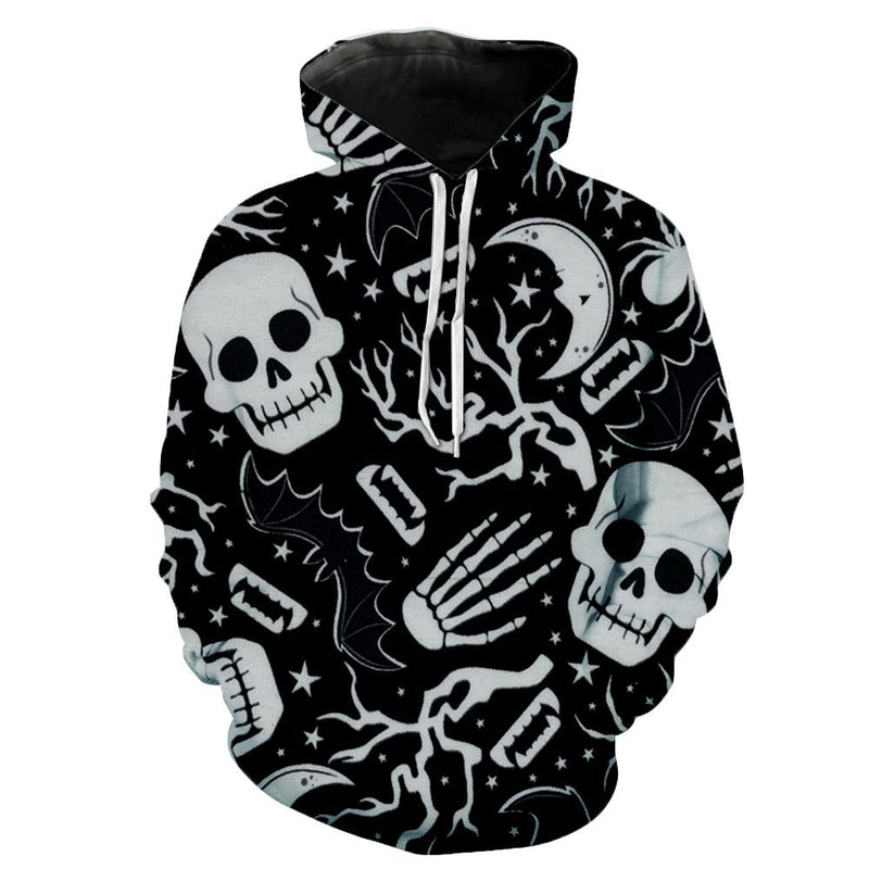 Halloween 3d Digital Print Long Sleeved Hooded Sweater