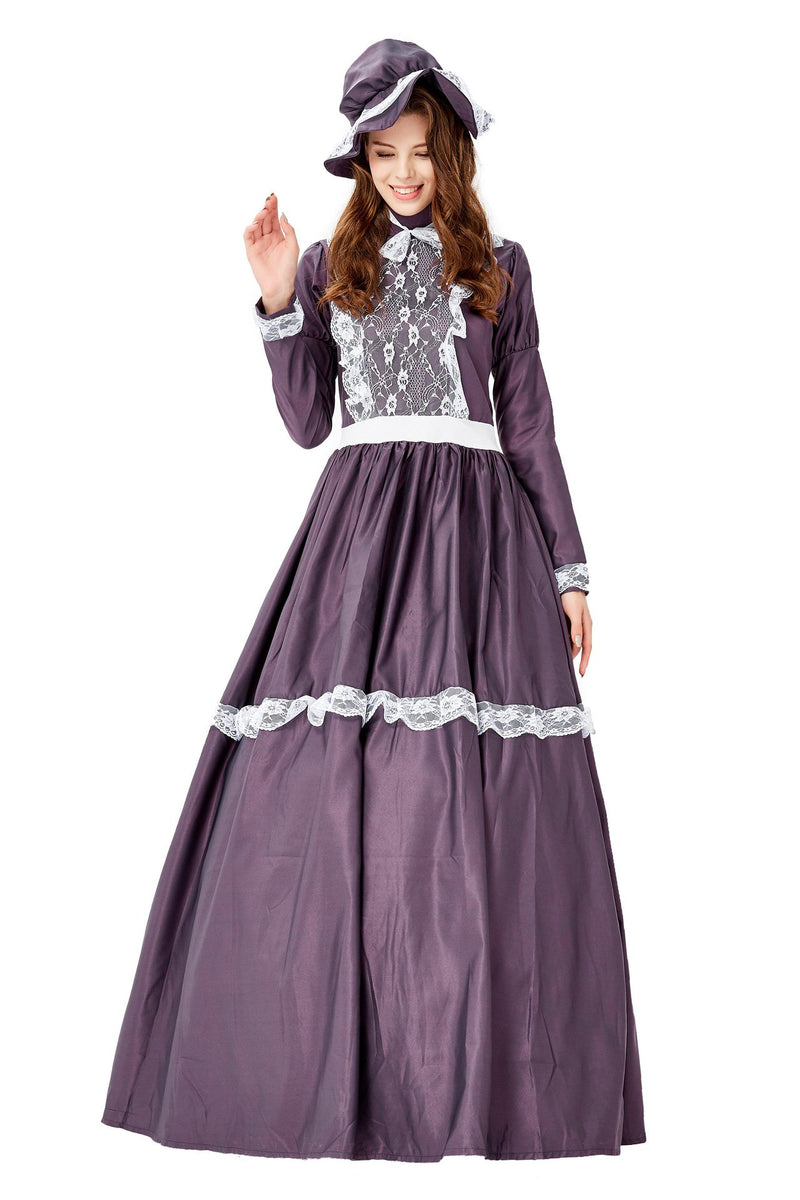 Dark Purple Retro Court Dress Lady Dress Farm Dress Masquerade Party Princess Dress