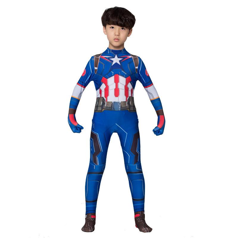 Captain America Jumpsuit Superhero Costume For Men And Children Halloween Cosplay