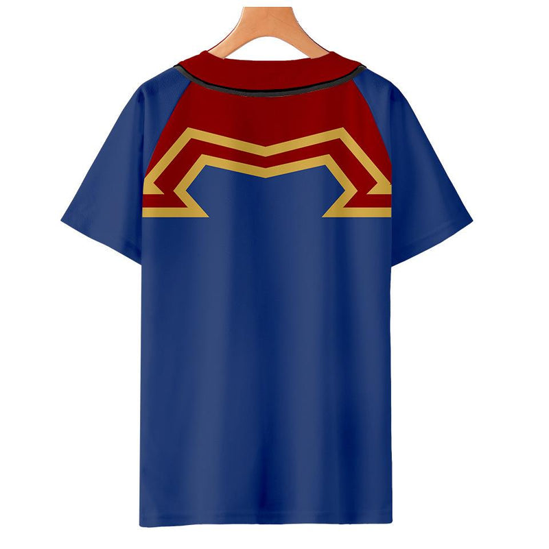 Captain Marvel T-Shirt - Carol Danvers Graphic Button Down T-Shirt CSOS933