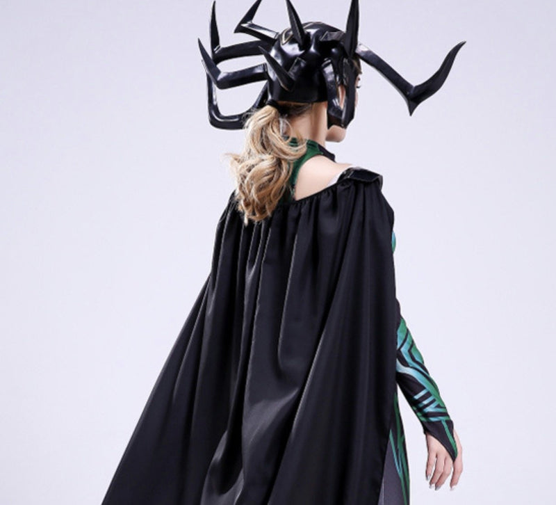 The Death Queen Hela Jumpsuit Costume Cloak Cosplay