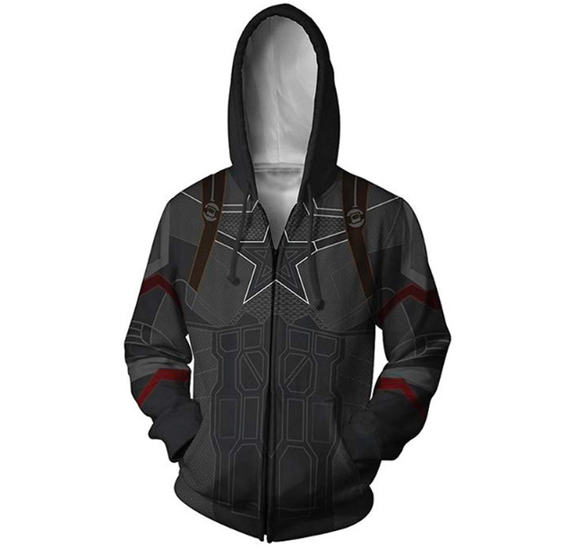 Captain Avenger Alliance 3D Printed Zipper Hoodie Hat Guard