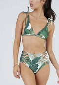 Shoulder Tie Triangle Bikini Top Tropical Palm Print