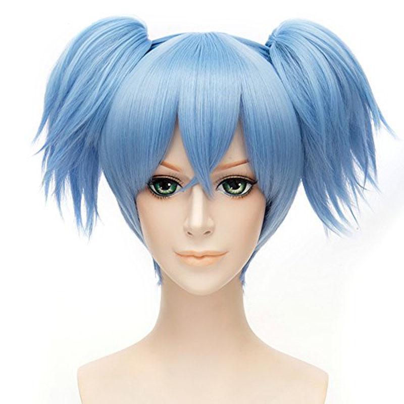 Short Straight Ponytails Blue Synthetic Cosplay Wig