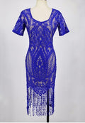 Short Sleeve Tassel Hem Hip Dress