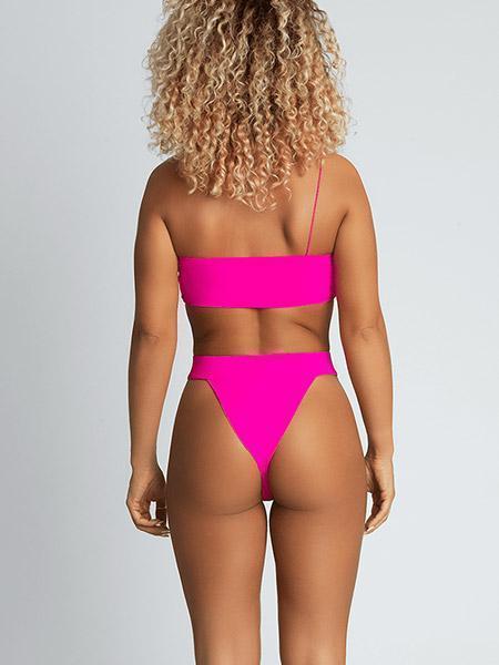 Finley Asymmetric Strap Bikini Bikini Sets Neon Pink