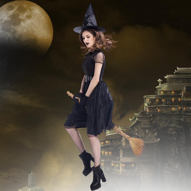 Halloween New Black Yarn Witch Costume Witch Suit