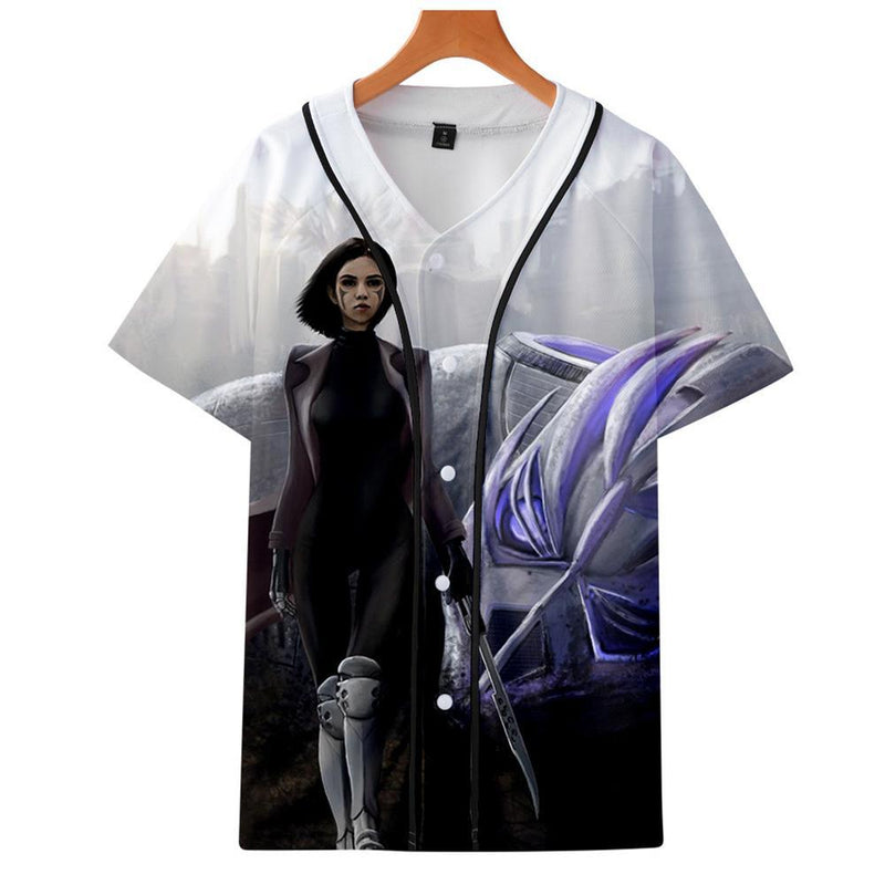 AlitaT-Shirt - Battle Angel Graphic Button Down T-Shirt CSOS993