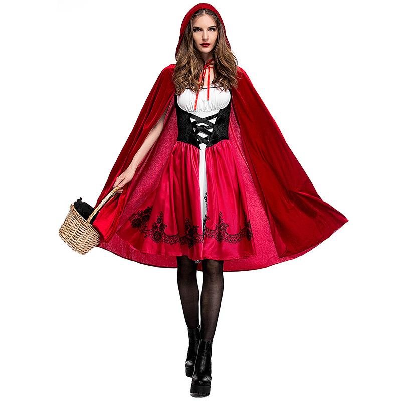 Halloween Little Red Riding Hood Costume Adult Cosplay Dress