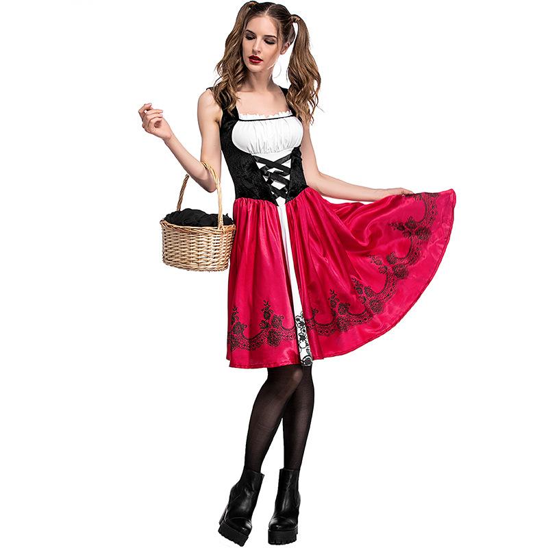 Halloween Little Red Riding Hood Costume Adult Cosplay Dress