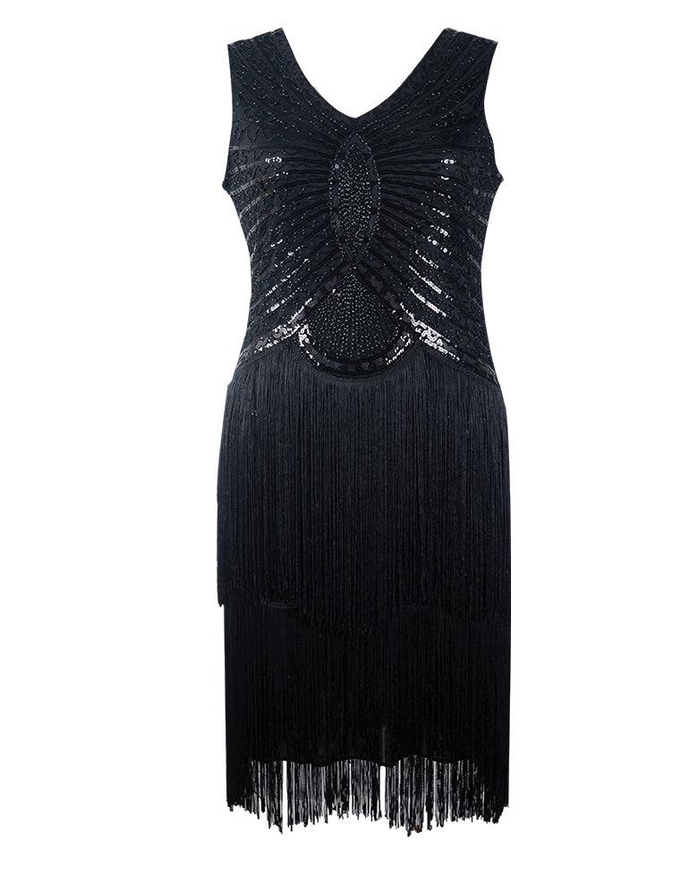 Hand Beaded Tassel  Sequined Sleeveless  Retro Dress