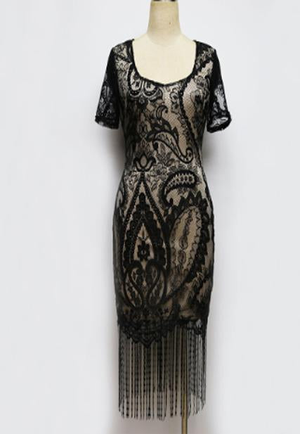 Short Sleeve Tassel Hem Hip Dress