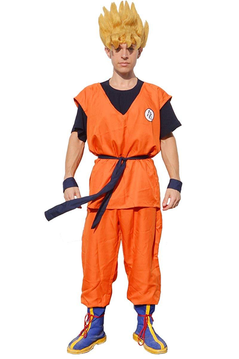 Men's Saiyan Cosplay Costume Top Pants with Belt