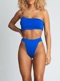 Finley Asymmetric Strap Bikini Bikini Sets Bright Blue