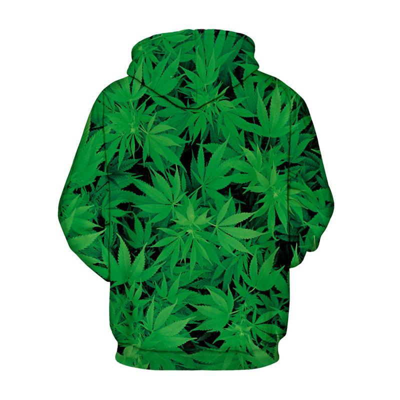 3D Print Hoodie - Green Weed Leaves  Pattern Pullover Hoodie  CSS025