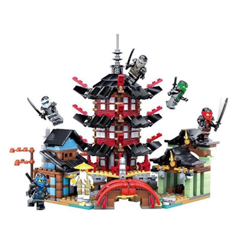 Diy Ninja Temple of Airjitzu Ninjagoes Smaller Version Building Blocks Set Compatible with Legoinglys Toy for Kids Bricks