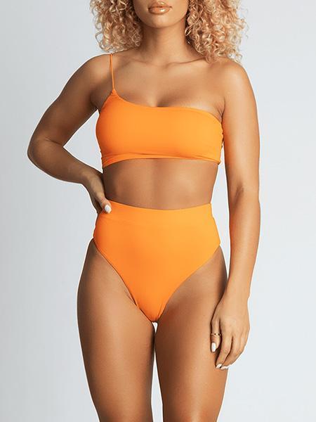 Finley Asymmetric Strap Bikini Bikini Sets Neon Orange