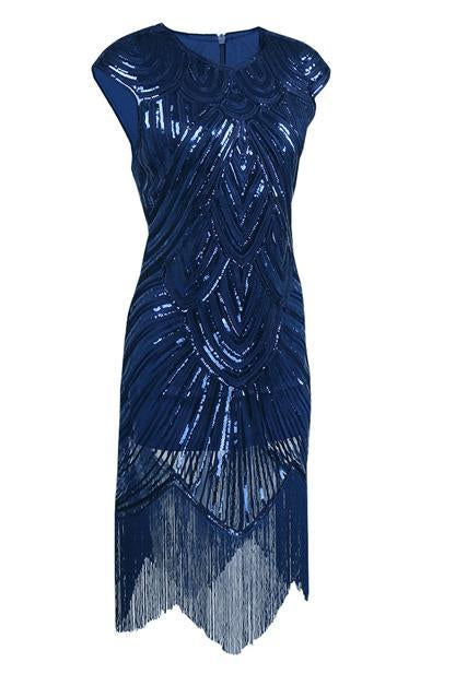 Sequined Fringed Woven Party Dress
