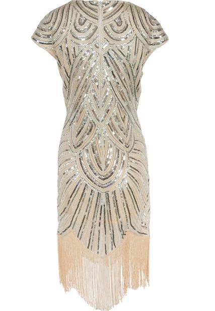 Sequined Fringed Woven Party Dress