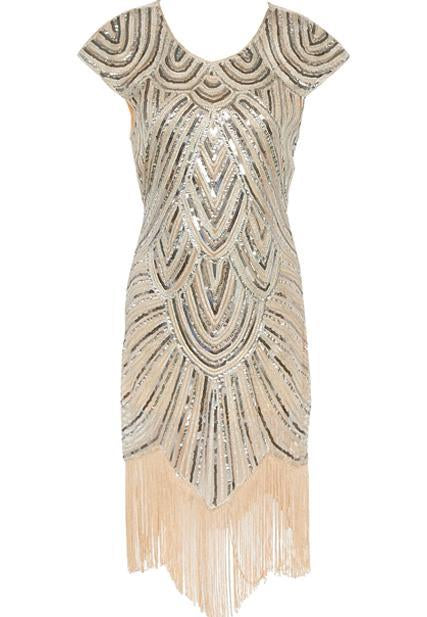 Sequined Fringed Woven Party Dress