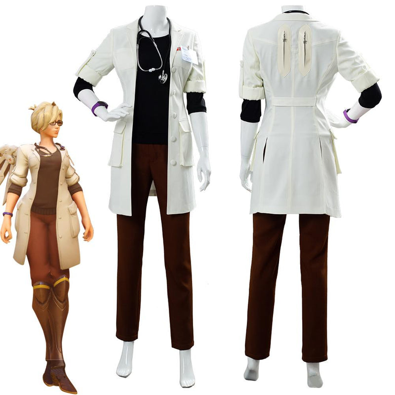 OW Overwatch Mercy Angela Dr. Ziegler Skin Uniform Cosplay Costume