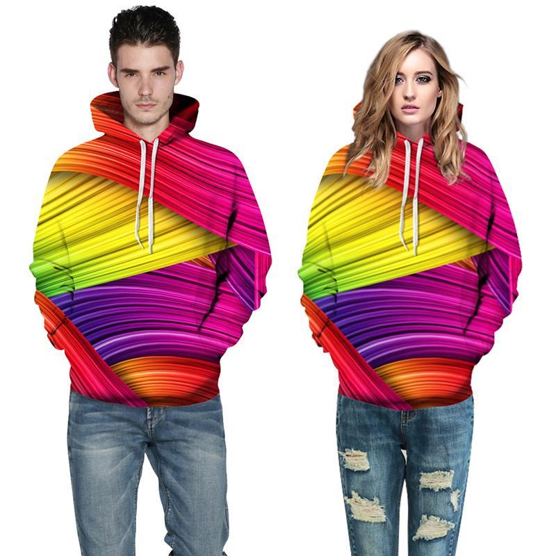 3D Print Hoodie - Colorful Stripes Pattern Pullover Hoodie CSS014