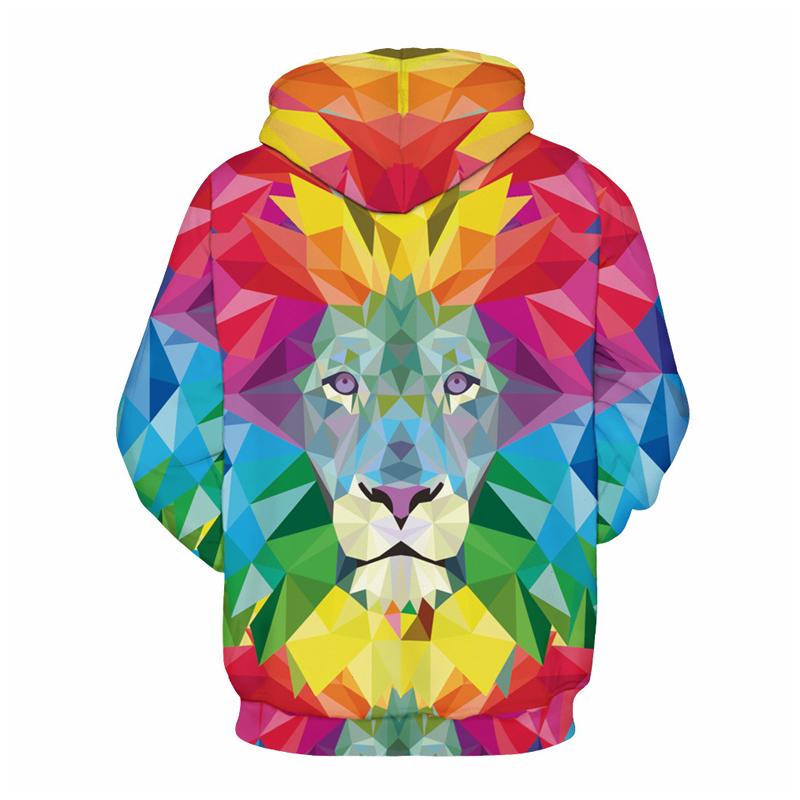 3D Print Hoodie - Colorful Lion Pattern Pullover Hoodie  CSS028