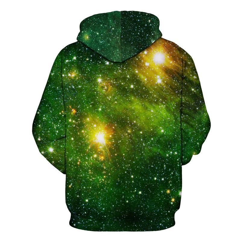 3D Print Hoodie - Green Starry Sky Pattern Pullover Hoodie  CSS064
