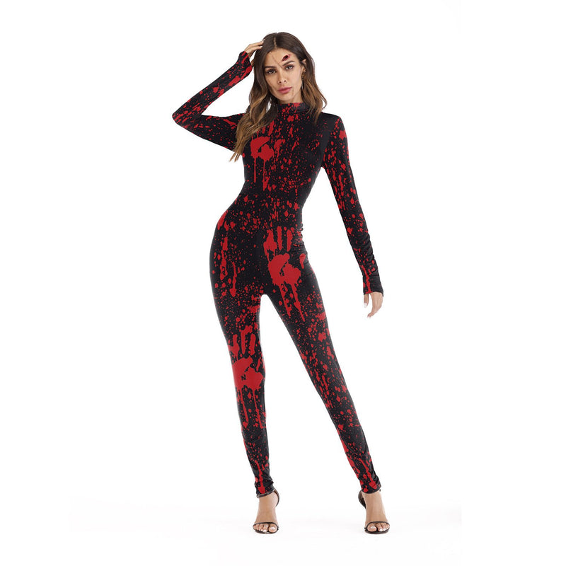 Halloween Party Sexy Costume Skull Jumpsuit Costume For Women And Girls