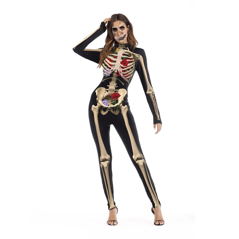 Halloween Party Sexy Costume Skull Jumpsuit Costume For Women And Girls