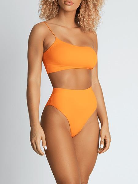 Finley Asymmetric Strap Bikini Bikini Sets Neon Orange