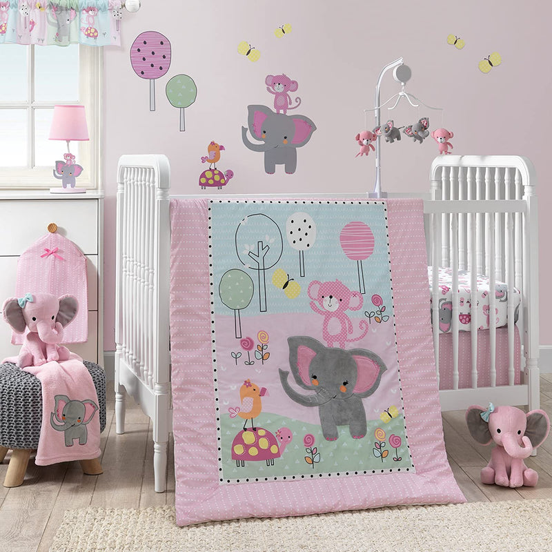 Bedtime Originals Twinkle Toes Pink Elephant Plush, Hazel
