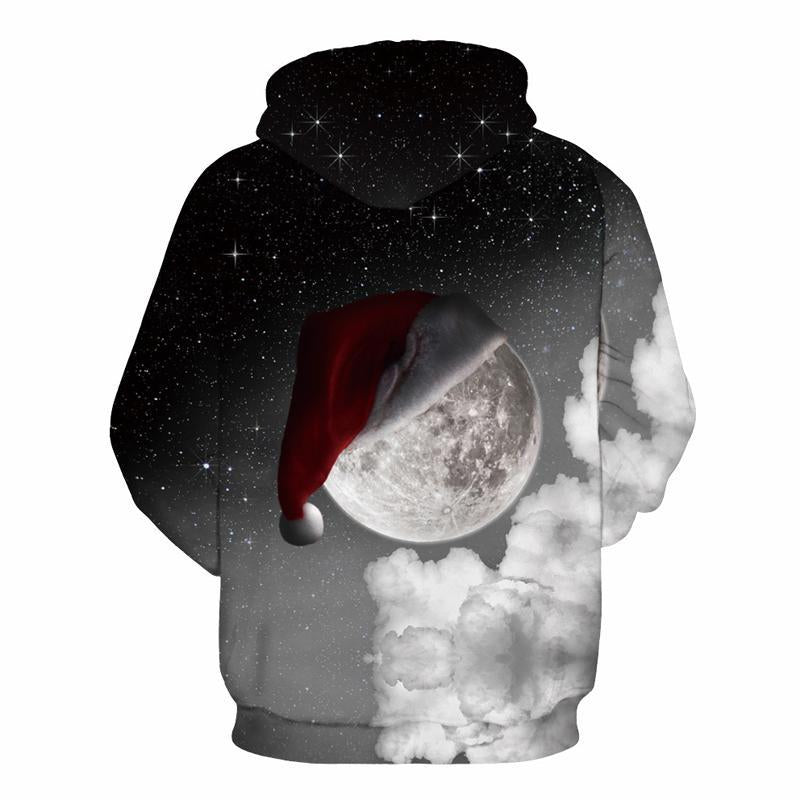3D Print Hoodie - Sky Star Christmas Hat Pattern Pullover Hoodie  CSS053