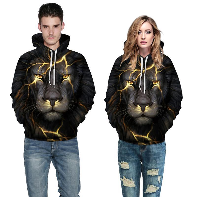 3D Print Hoodie - Lion Printing Golden Pattern Pullover Hoodie  CSS031