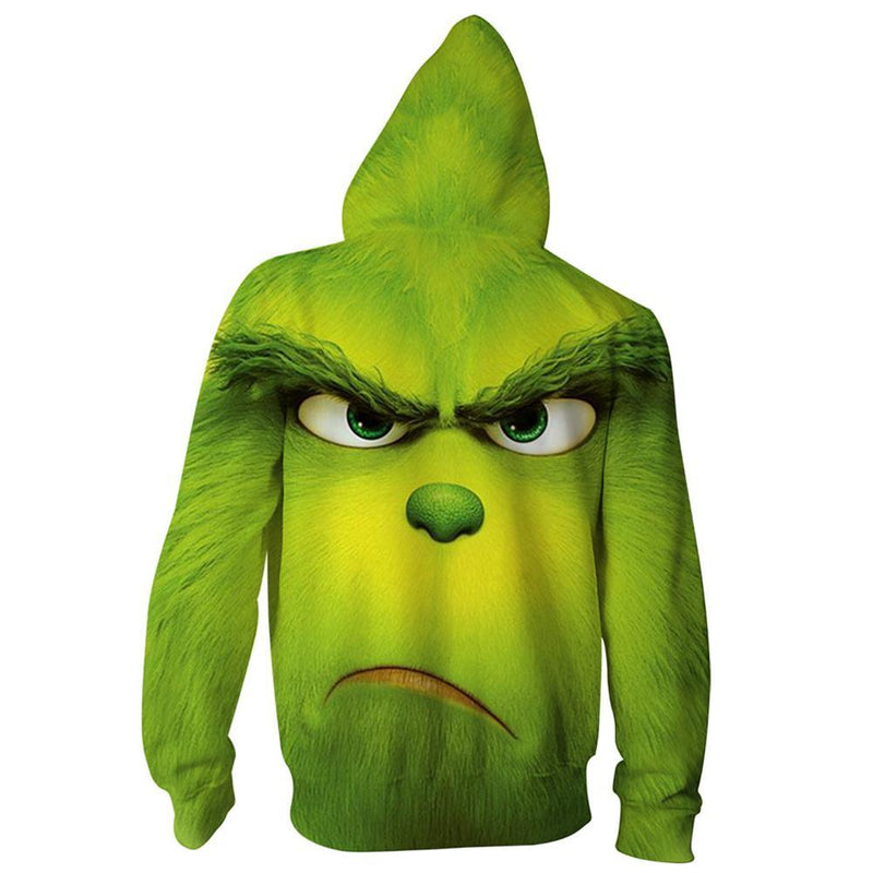 Grinch Hoodie - The Grinch Zip Up Hooded Sweatshirt CSSG004