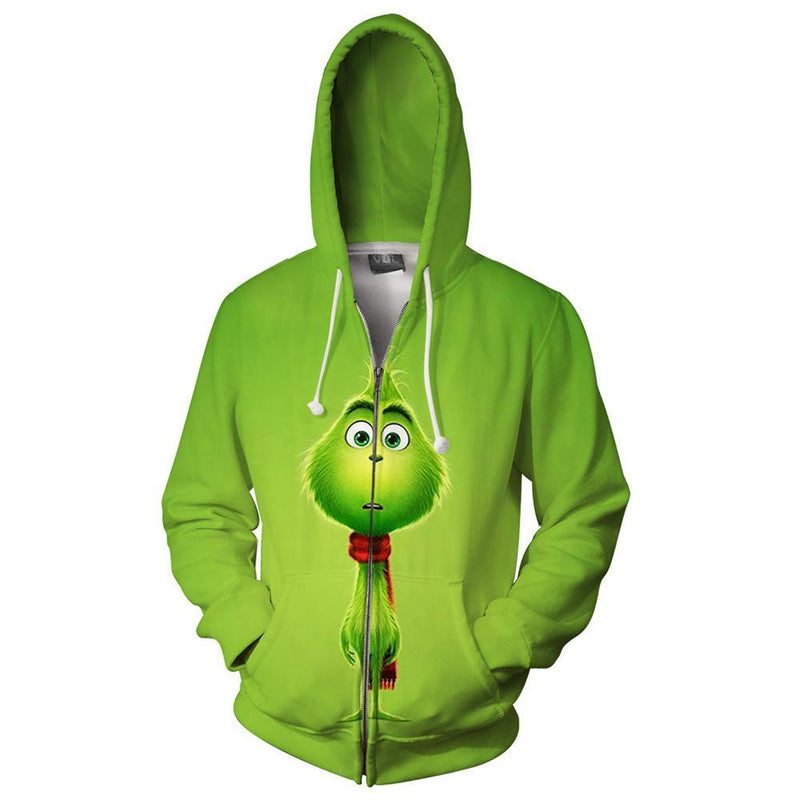 Grinch Hoodie - The Grinch Zip Up Hooded Sweatshirt CSSG005