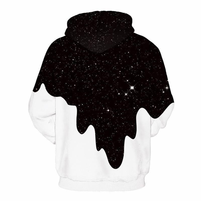3D Print Hoodie - Black/White Galaxy Pattern Pullover Hoodie CSS001